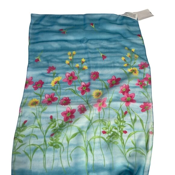 Accessory Street Floral Scarf Blue New Made In Italy Lightweight - Picture 2 of 6